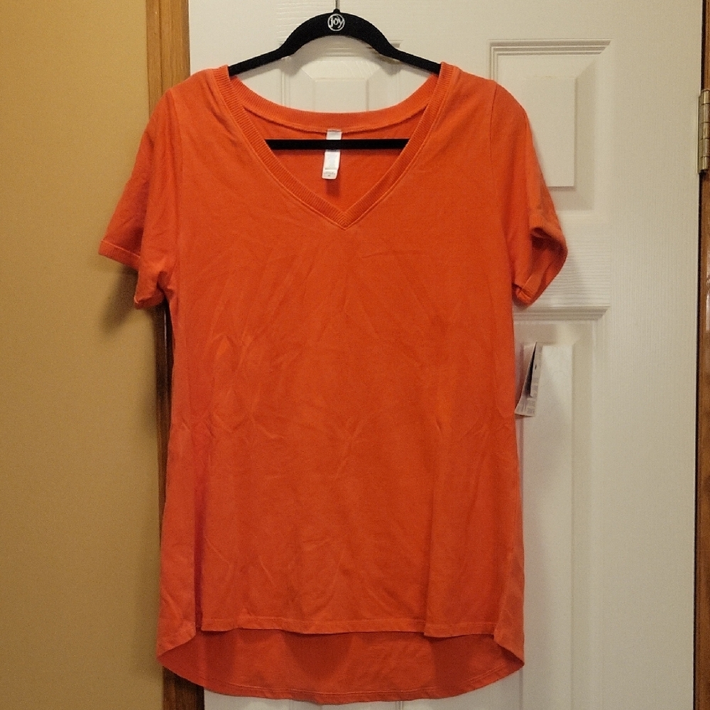 LuLaRoe Vibrant Orange V-Neck Tee